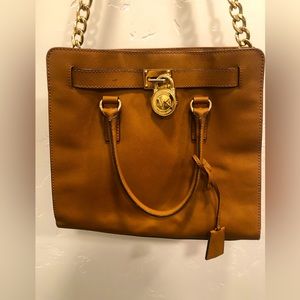 Michael Kors handbag tote shoulder brown purse Hamilton